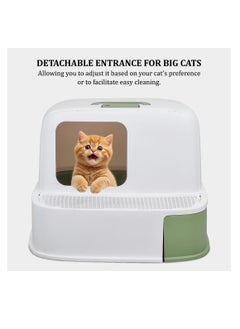 NNC PETS Enclosed cat litter box for cats, Durable cat litter box with Corridor type, Drawer design, Portable handle, Deodorant filter, and Litter scoop, Easy to clean 58 cm (Green)  - Image 5