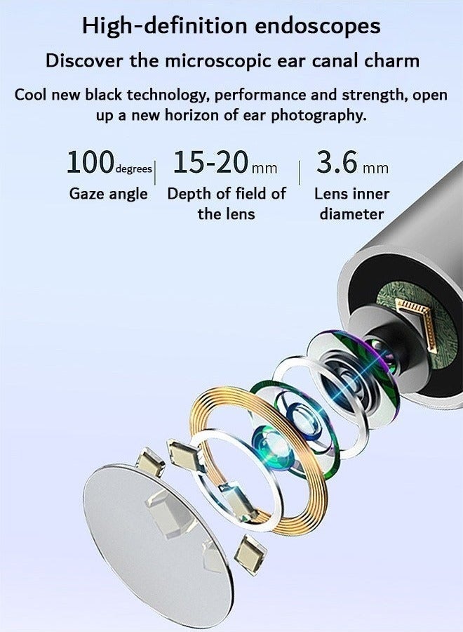 Ear Wax Removal, Children's Wireless Visual Ear Cleaner with High-Definition Camera, Rechargeable Ear Wax Cleaner, Child and Adult Safety Ear Spoons, Home Ear Cleaning Kit（White，NE3-D） - Image 5