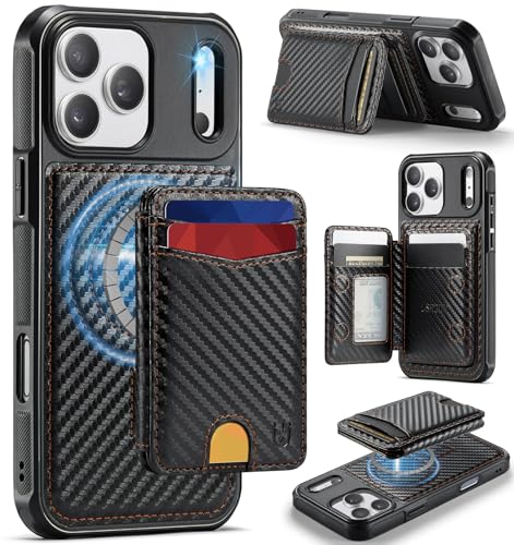 Usroom for iPhone 17 Pro Max Wallet Case Compatible with Magsafe, Magnetic RFID Blocking Card Holder Kickstand 2 in 1 Detachable Case for iPhone 17 Pro Max 6.9", Carbon Black - Image 1