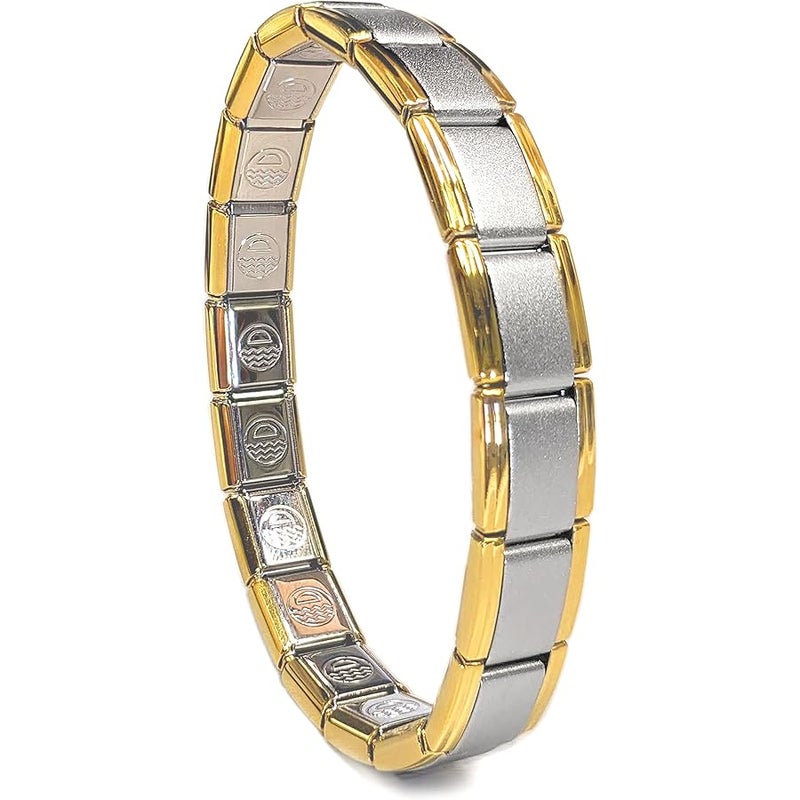 Dolceoro Starter Italian Modular Charm Bracelet, 9mm Stainless Steel Interlocking Charm Links - Select a Size, Stainless Steel, - Image 1