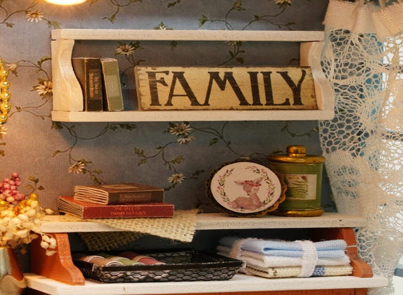 CUTE ROOM newest design American Vintage style diy wooden dollhouse miniture/ Forest Blue Time - Image 5