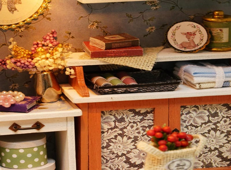 CUTE ROOM newest design American Vintage style diy wooden dollhouse miniture/ Forest Blue Time - Image 4