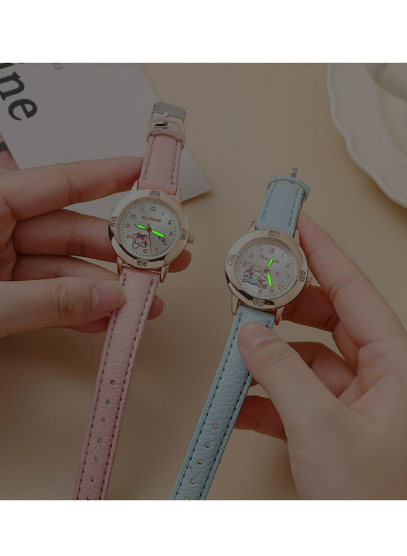 PULUZ 2pcs Kid Leather Band Quartz Movement Waterproof Classic Analog Watch with Leather Stainless Steel Band Elegant Watch - Image 4