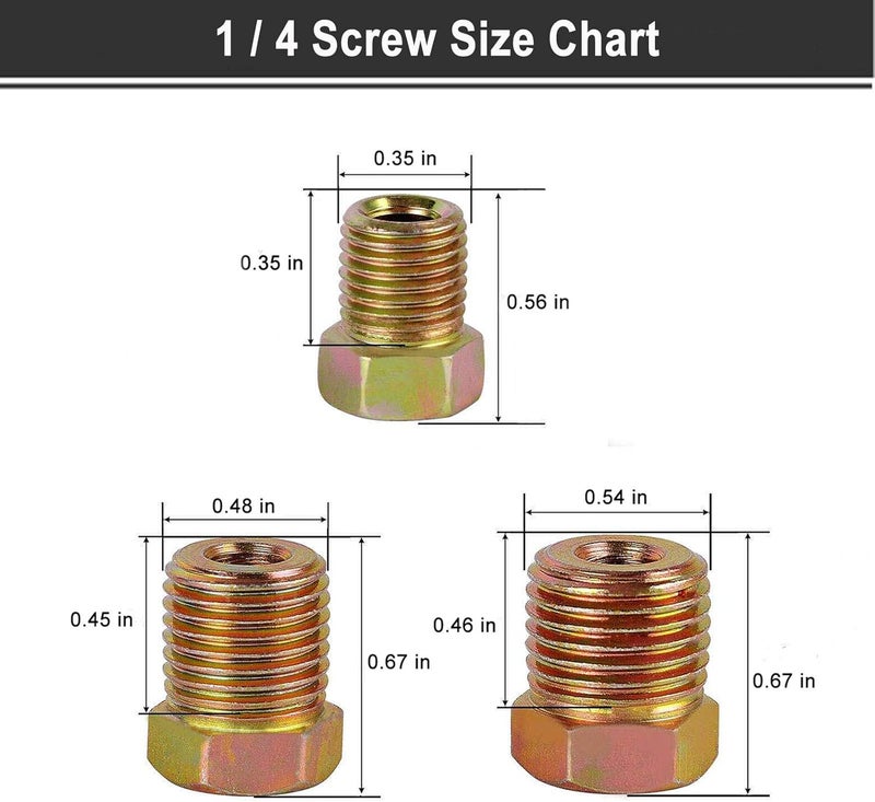 MuHize Upgraded Brass Brake Fittings Kit - 35 Pieces for 3/16' & 1/4' SAE Threaded Fittings - Image 4