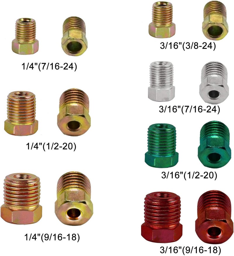 MuHize Upgraded Brass Brake Fittings Kit - 35 Pieces for 3/16' & 1/4' SAE Threaded Fittings - Image 2
