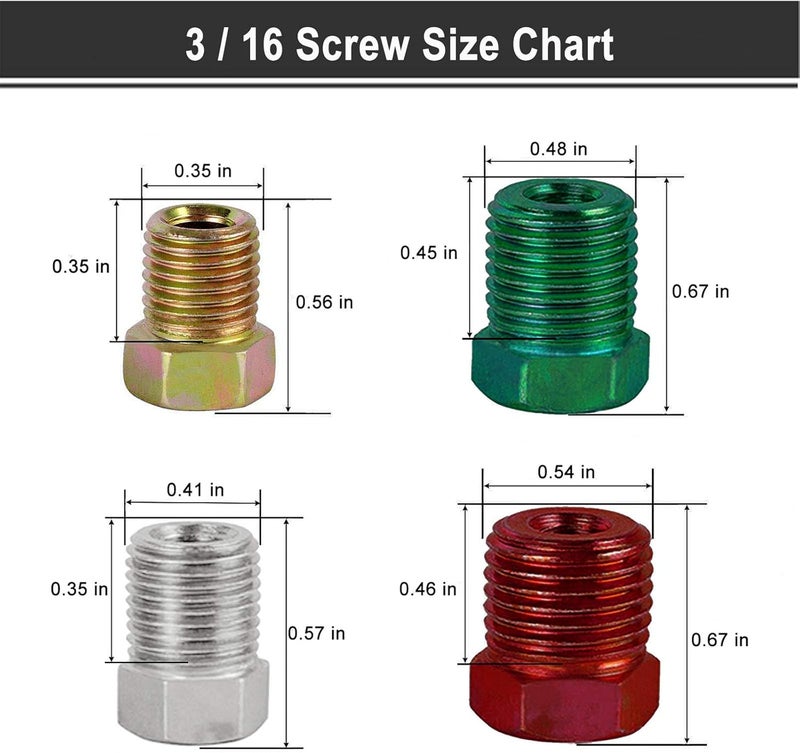 MuHize Upgraded Brass Brake Fittings Kit - 35 Pieces for 3/16' & 1/4' SAE Threaded Fittings - Image 3