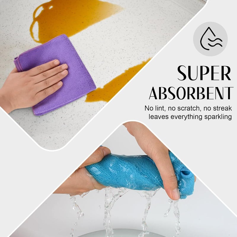 SINLAND Microfiber Rag Absorbent Cleaning Cloth Kitchen Dish Cloth Quick Dry Streak Free Dish Rags Glass Cloths 12inchx12inch 12 Pack - Image 4