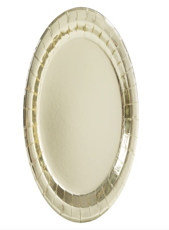 Unique Party Elegant Gold Foil Round Dinner Plates - 9" (Pack of 8) - Chic Metallic Design & Durable Material - Perfect for Any Occasion - Image 1