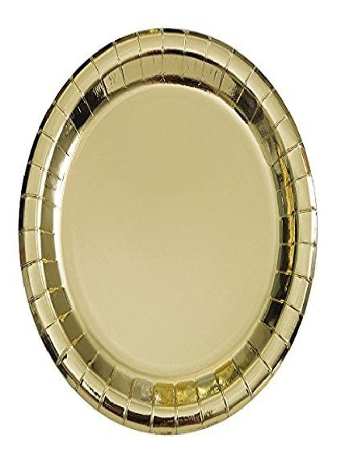 Unique Party Elegant Gold Foil Round Dinner Plates - 9" (Pack of 8) - Chic Metallic Design & Durable Material - Perfect for Any Occasion - Image 3