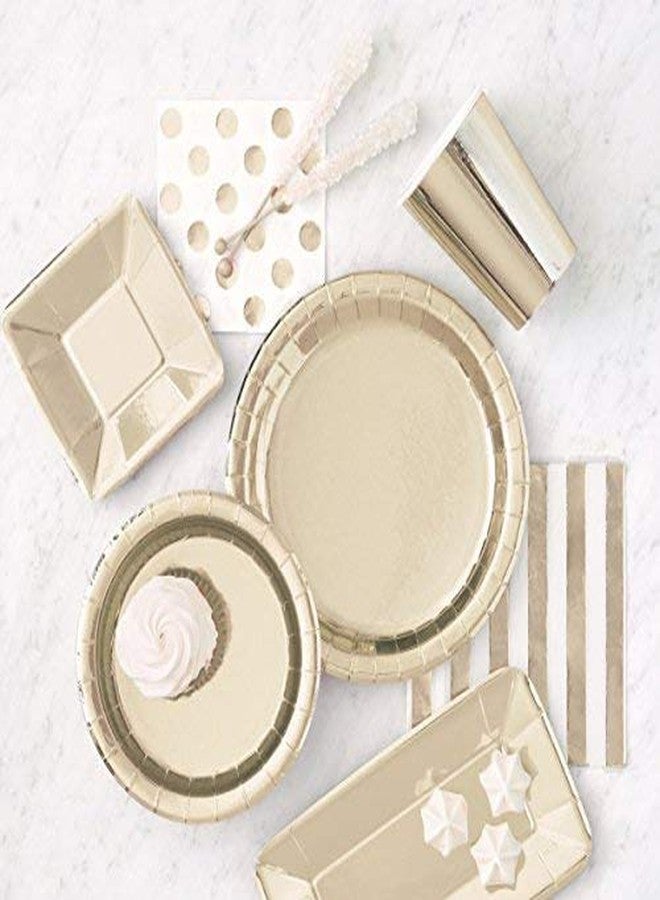Unique Party Elegant Gold Foil Round Dinner Plates - 9" (Pack of 8) - Chic Metallic Design & Durable Material - Perfect for Any Occasion - Image 2