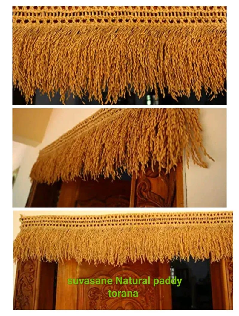 Suvasane Pooja Room Toran with Natural Golden Paddy – 3.5 Feet Long Door Decoration - Image 5