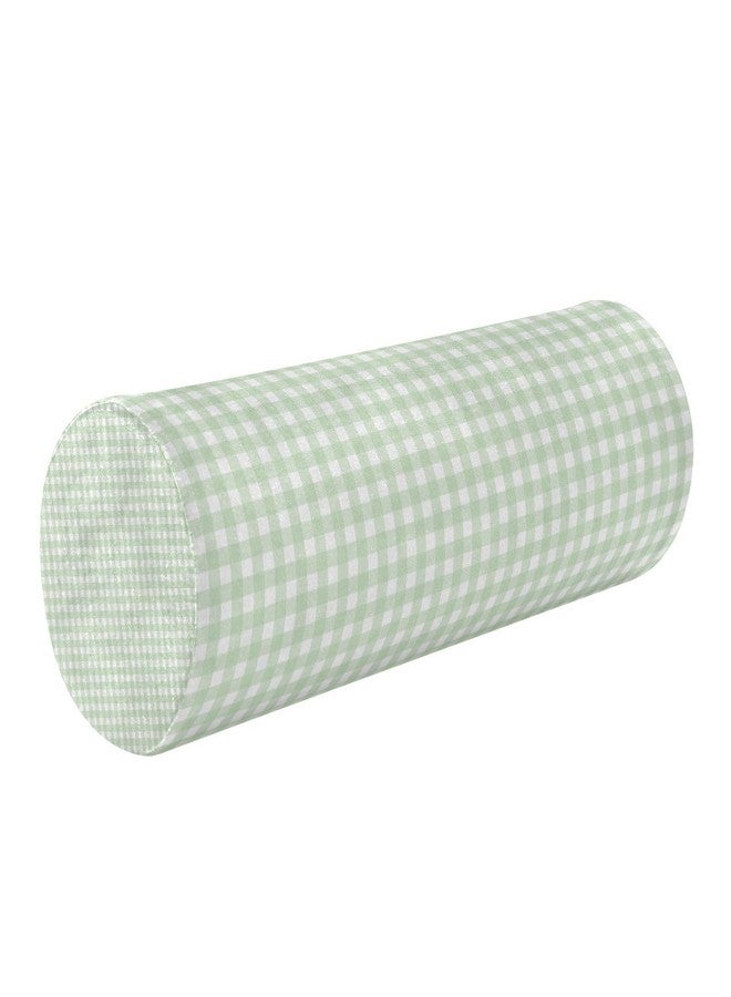 WELLDAY Green Gingham Checkered Neck Roll Pillow - Extra Dense Memory Foam Round Cylinder Bolster for Cervical Support, Spondylosis, Neck Pain Relief - Image 1