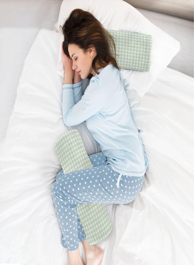 WELLDAY Green Gingham Checkered Neck Roll Pillow - Extra Dense Memory Foam Round Cylinder Bolster for Cervical Support, Spondylosis, Neck Pain Relief - Image 5