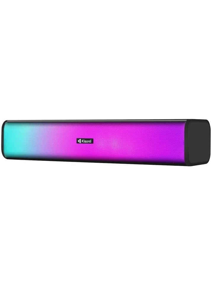 Kisonli - KISONLI i-630 SOUNDBAR USB + AUX 3.5MM Speaker RGB Speaker for Computer, LAPTOP 3 WATT PER SPEAKER  WITH MODERN ERGONOMIC DESIGN PERFECT FOR YOUR COMPUTER  SETUP - Image 1