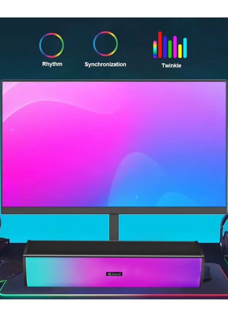 Kisonli - KISONLI i-630 SOUNDBAR USB + AUX 3.5MM Speaker RGB Speaker for Computer, LAPTOP 3 WATT PER SPEAKER  WITH MODERN ERGONOMIC DESIGN PERFECT FOR YOUR COMPUTER  SETUP - Image 1