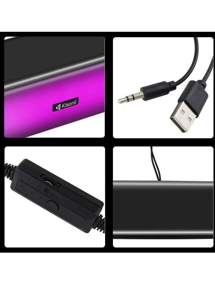 Kisonli - KISONLI i-630 SOUNDBAR USB + AUX 3.5MM Speaker RGB Speaker for Computer, LAPTOP 3 WATT PER SPEAKER  WITH MODERN ERGONOMIC DESIGN PERFECT FOR YOUR COMPUTER  SETUP - Image 1