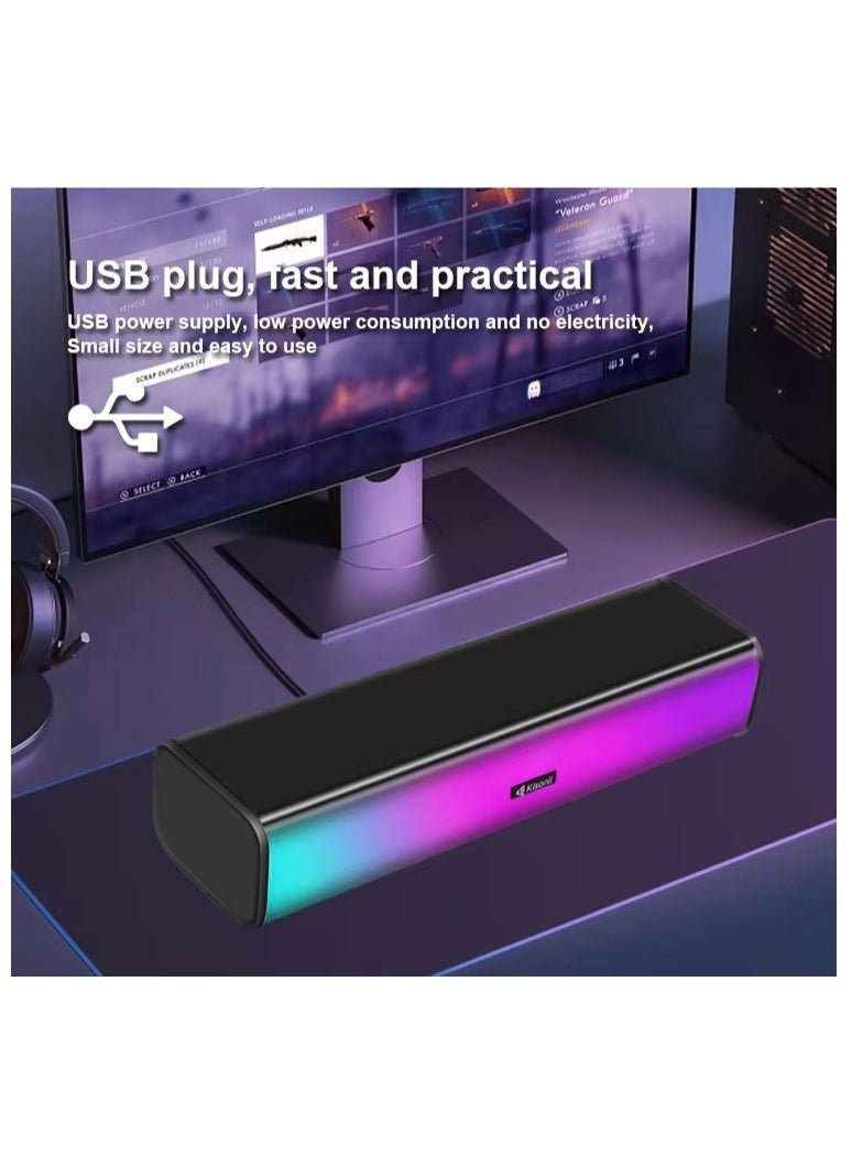 Kisonli - KISONLI i-630 SOUNDBAR USB + AUX 3.5MM Speaker RGB Speaker for Computer, LAPTOP 3 WATT PER SPEAKER  WITH MODERN ERGONOMIC DESIGN PERFECT FOR YOUR COMPUTER  SETUP - Image 1