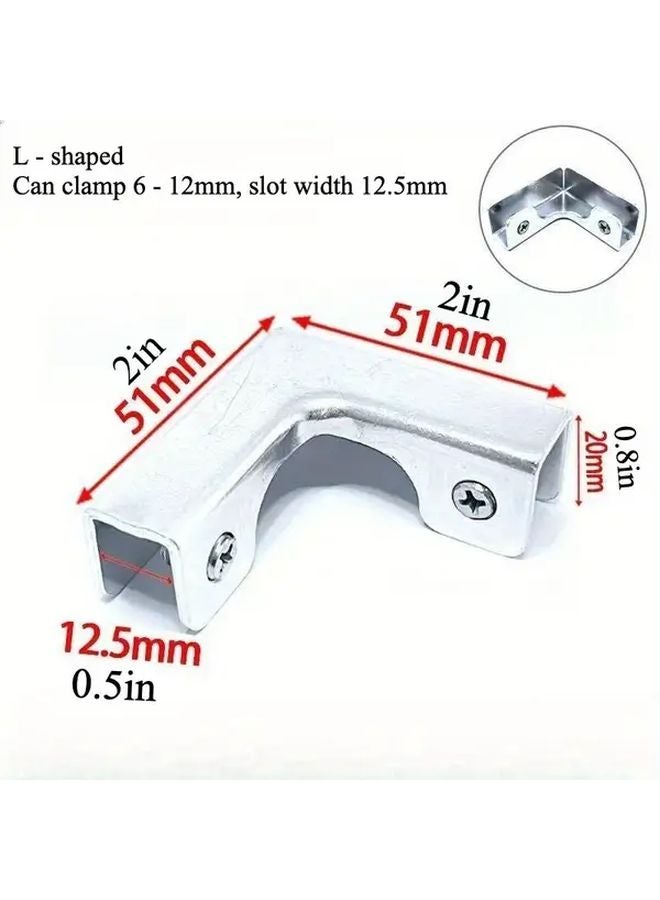L Shaped 6 12mm 4P Silvery Aluminum Alloy Glass Fixing Clip Bracket for Display Cabinet Aquarium Planter - Image 3