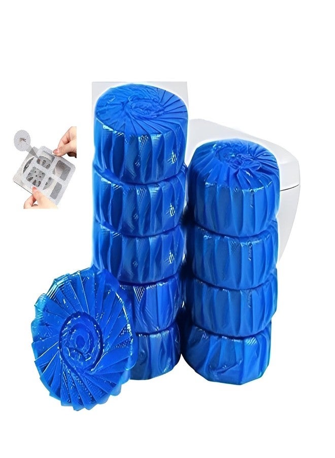 VLSYS Flushmatic In-Cistern Toilet Cleaner Blocks Marine Blue 50 g Pack of 10 Long-Lasting Toilet Cleaning Balls for Hygiene and Freshness (Free, Sewer Filter Nets) - Image 1