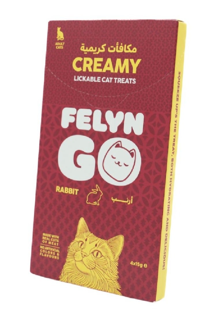 Felyn GO Cat Creamy Treats Rabbit Flavor 4 x 15g Artificial Color & Flavor-Free Formula - Cat Treats - Image 1