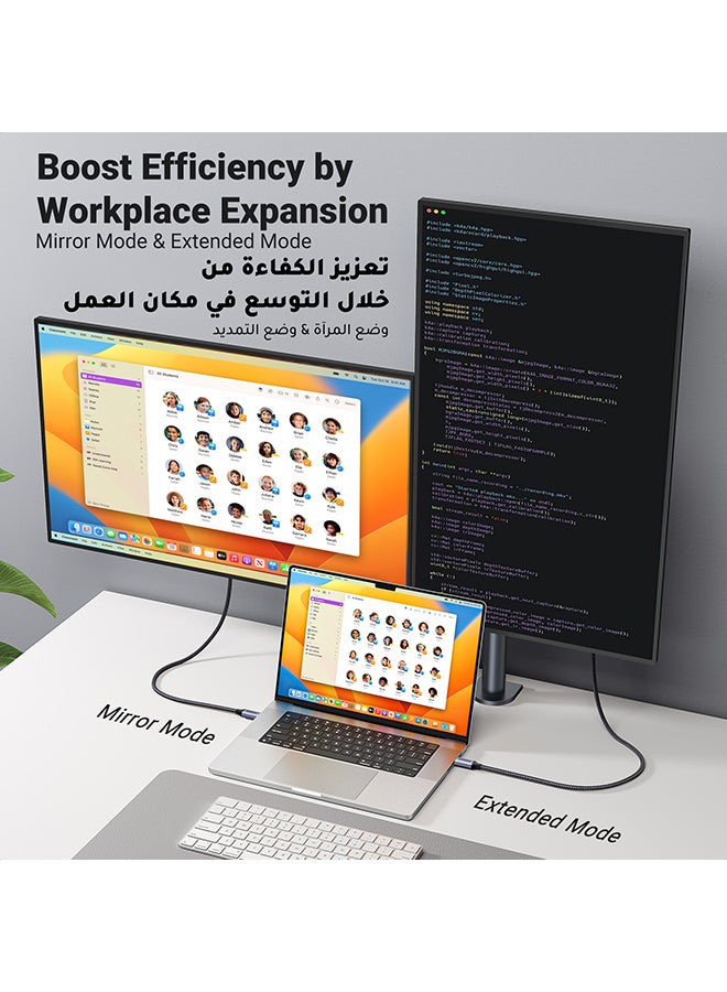 يو جرين كابل USB C إلى HDMI بطول 1 متر، محول USB 3.1 Type C Thunderbolt 3 إلى HDMI بدقة 4K بمعدل 60 هرتز UHD متوافق مع سلسلة iPhone 17/16، وآيباد برو/إير/ميني، وسامسونج S25 وS24 ألترا، وماك بوك برو، وDell XPS - Image 4