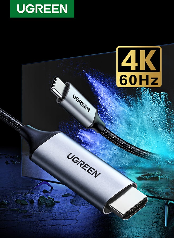 USB C to HDMI Cable 1M, USB 3.1 Type C Thunderbolt 3 to HDMI 4K At 60Hz UHD Adapter Compatible With iPhone 16/15 Series,iPad Pro/Air/Mini,Samsung S24/S23 Ultra,MacBook Pro,Dell XPS Black