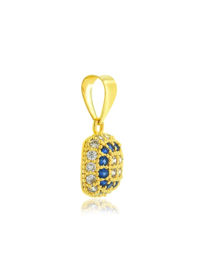 BAFLEH JEWELLERY Royal Blue Grace – 22K Yellow Gold Square Pendant Set with White & Mesmerizing Blue Stones - Image 3