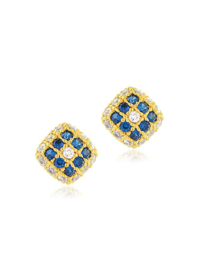 BAFLEH JEWELLERY Royal Blue Grace – 22K Yellow Gold Square Pendant Set with White & Mesmerizing Blue Stones - Image 4