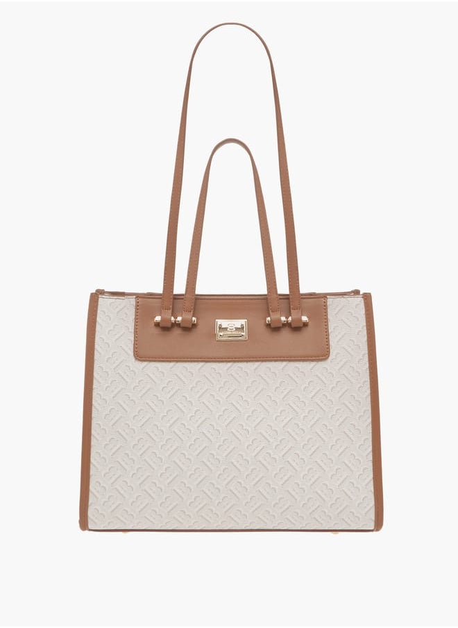 Flora Bella By Shoexpress Womens Monogram Textured Tote Bag With Zip Closure  - Image 1