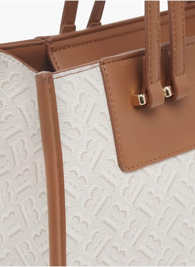 Flora Bella By Shoexpress Womens Monogram Textured Tote Bag With Zip Closure  - Image 5