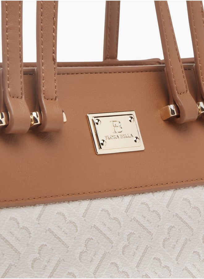 Flora Bella By Shoexpress Womens Monogram Textured Tote Bag With Zip Closure  - Image 4