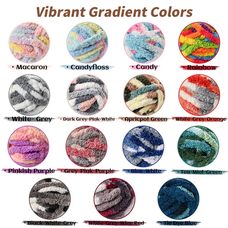 OMoiut 10 Pack Jumbo Chunky Yarn for Hand Knitting, Fluffy Variegated Chunky Chenille Yarn for Crocheting, 240yds/70.5oz Super Bulky Soft Crochet Baby Blanket Yarn(Fresh Blue) - Image 5