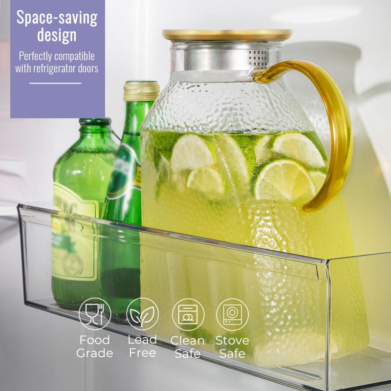WARMSIMPLE Glass Pitcher With Lid For Fridge, 2 Liter 68 oz Glass Pitchers With Handle And Lid, 0.53 Gallon glass Tea Pitcher Jug Carafe, Water pitcher for Hot/Cold Water Iced Juice Coffee Milk Fruit - Image 2