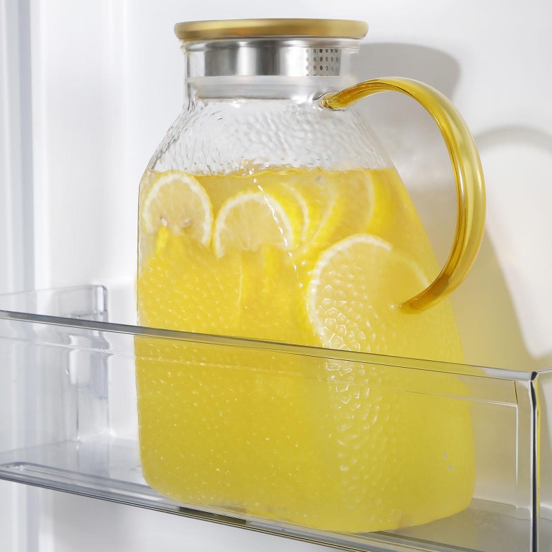 WARMSIMPLE Glass Pitcher With Lid For Fridge, 2 Liter 68 oz Glass Pitchers With Handle And Lid, 0.53 Gallon glass Tea Pitcher Jug Carafe, Water pitcher for Hot/Cold Water Iced Juice Coffee Milk Fruit - Image 1