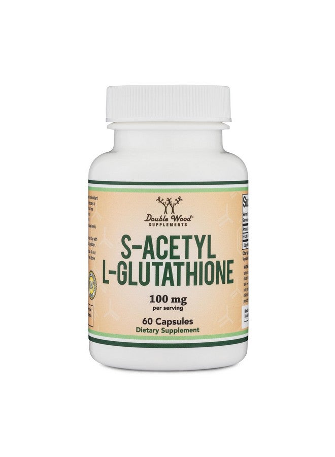 Double Wood Supplements S-Acetyl L-Glutathione Capsules - 100mg, 60 Count (Acetylated Glutathione Antioxidant - More Absorbable Than Glutathione and Liposomal Glutathione, Non-GMO and Gluten Free) by Double Wood - Image 1