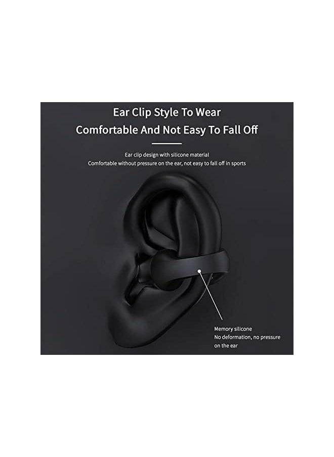 X spring Bluetooth Earphones Ear Clip Wireless Bluetooth Earbuds With Touch Control And Led Display Hi Fi Stereo Clip Earphones With Built In Mic Sports Bluetooth 5.2 Earphones White  - Image 3