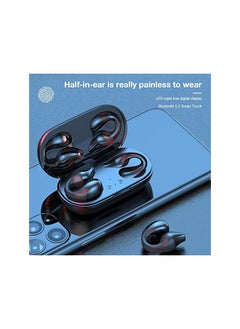 X spring Bluetooth Earphones Ear Clip Wireless Bluetooth Earbuds With Touch Control And Led Display Hi Fi Stereo Clip Earphones With Built In Mic Sports Bluetooth 5.2 Earphones White  - Image 4