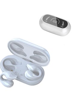 X spring Bluetooth Earphones Ear Clip Wireless Bluetooth Earbuds With Touch Control And Led Display Hi Fi Stereo Clip Earphones With Built In Mic Sports Bluetooth 5.2 Earphones White  - Image 1