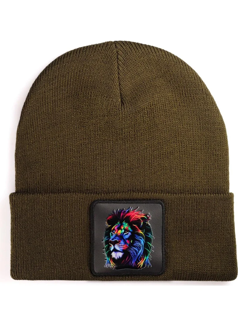 Black Börk Blackbörk V1 Acrylic Lion - Unisex Khaki Beanie with 7 Code Logo