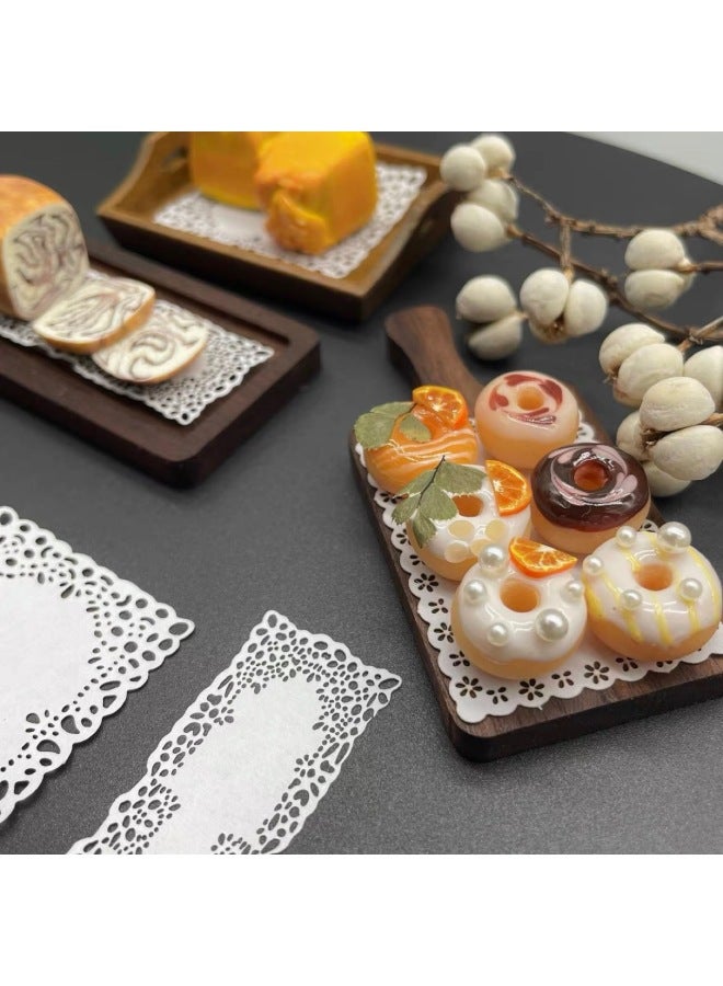 Doll House Cake Paper Pad Food Play Hand Account Decoration Mini Lace Paper Retro Hollow Paper Lace Paper Props Decoration-Color:4✖️ 2.9cm  - Image 3