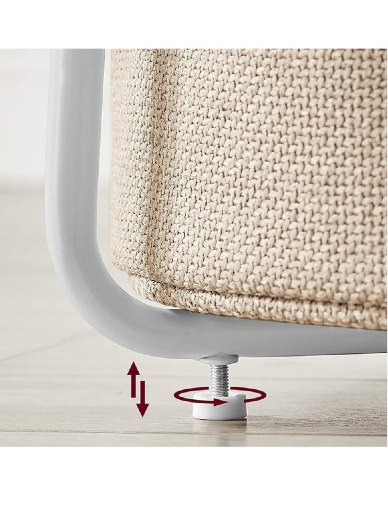 جوي لينك طاولة منضدة صغيرة مستديرة مع سلة قماشية، طاولة صغيرة مستديرة مع سلة قماشية، طاولة عصرية بيضاء بسيطة، 48 سم × 8 سم × 60 سم، غرفة معيشة، غرفة نوم - Image 5