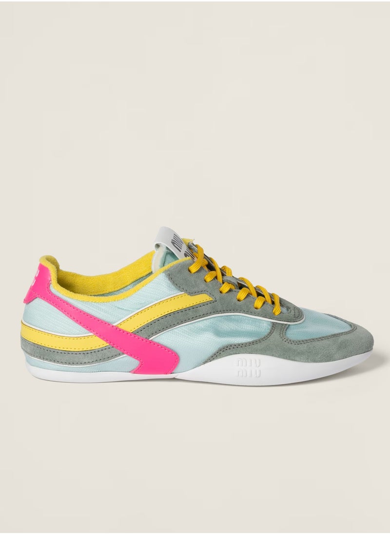 Miu Miu Miu Technical Fabric And Suede Sneaker  - Image 1
