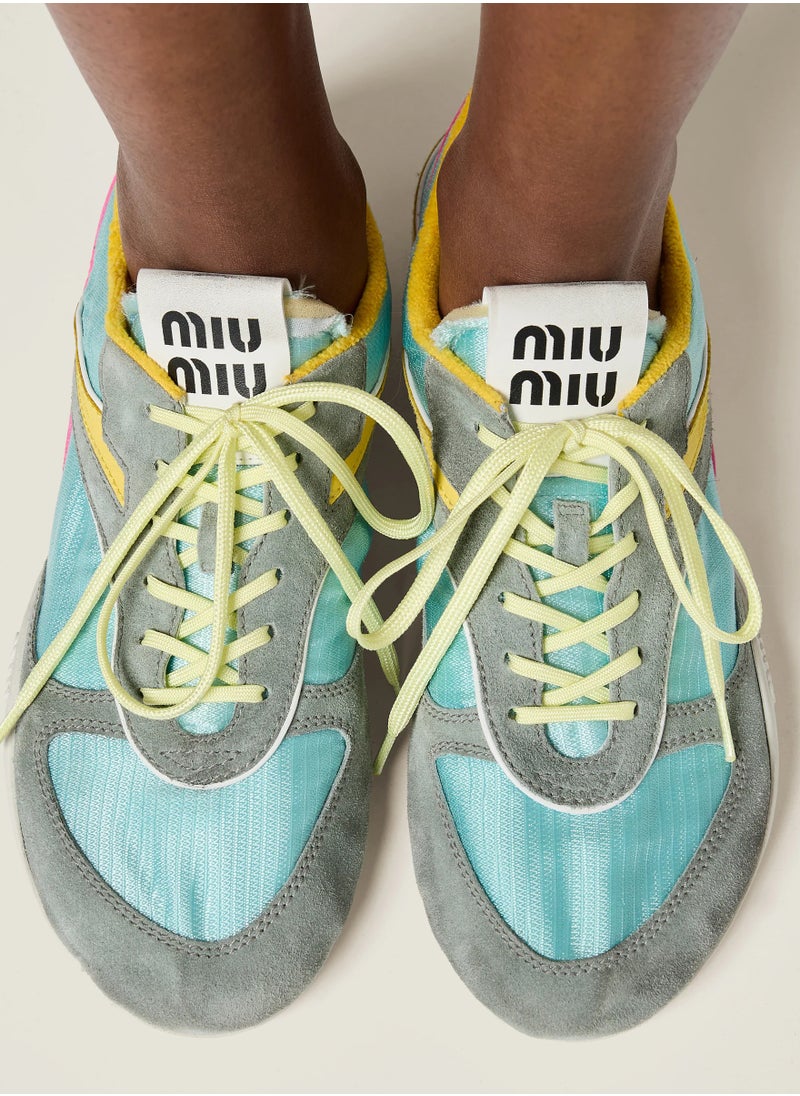 Miu Miu Miu Technical Fabric And Suede Sneaker  - Image 2