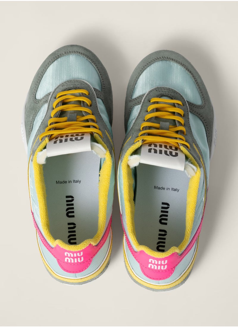 Miu Miu Miu Technical Fabric And Suede Sneaker  - Image 4