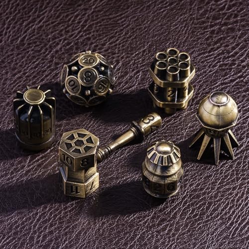 UDIXI Metal DND Dice Set RPG Polyhedral 7Die Metal Dice Set DD Bomb Shaped Cool Design with Leather Pouch for Role Playing Games and Other Tabletop Game Ancient Bronze - Image 5