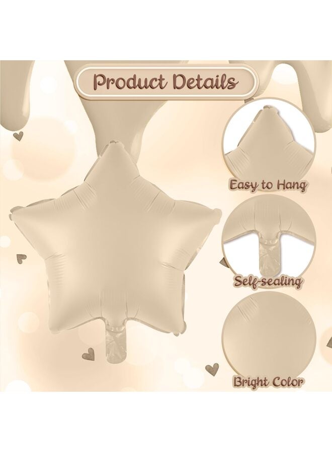 Boho 40 Inch Number Balloon Decor, Cream Brown Neutral Foil Heart Balloons with Taupe Star for Helium, Girls Boys Birthday, Baby Shower, Anniversary Party Decoration Supplies - Image 3