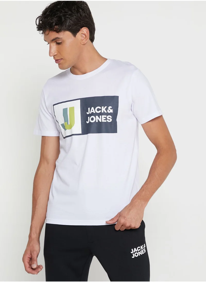 JACK & JONES Logo Crew Neck Printed T-Shirt