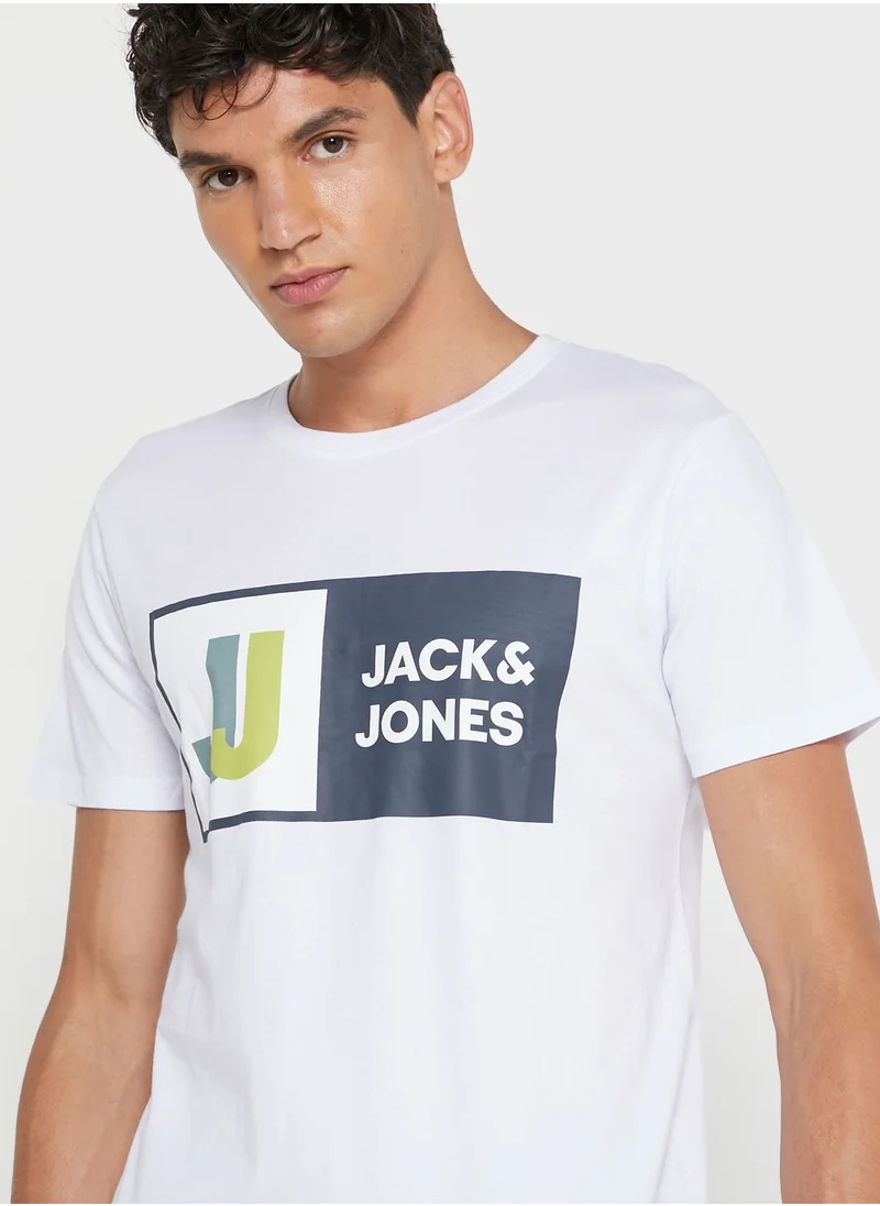 JACK & JONES Logo Crew Neck Printed T-Shirt