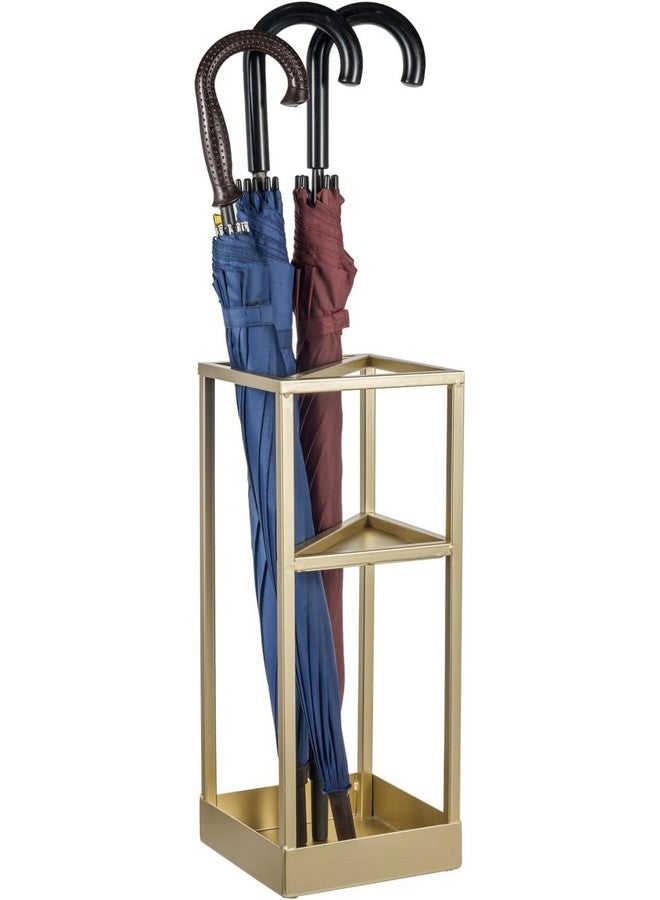 INDIDECOR INDIDECOR 35805 Geometric Modern Matte Black Metal Freestanding Large & Small Umbrella Holder Stand Storage Rack - Golden - Image 5