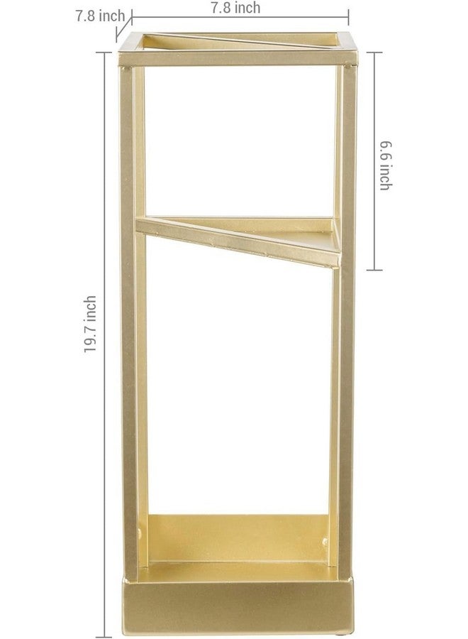 INDIDECOR INDIDECOR 35805 Geometric Modern Matte Black Metal Freestanding Large & Small Umbrella Holder Stand Storage Rack - Golden - Image 4